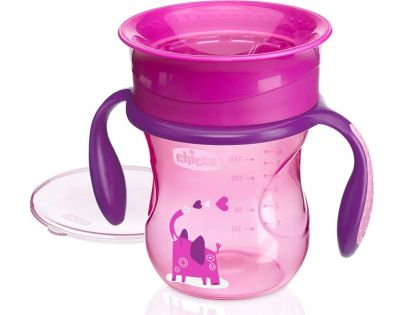 Chicco Jídelní set talíř, příbor a hrnek růžový