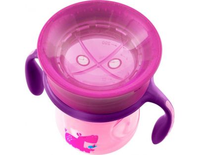 Chicco Jídelní set talíř, příbor a hrnek růžový