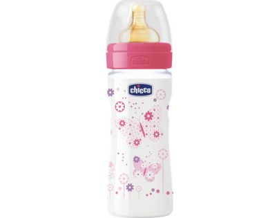 Chicco Láhev Well-Being kaučukový dudlík střední 250 ml růžová