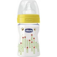 Chicco Láhev bez BPA Well-Being silikonový dudlík normální 150 ml žlutá Chicco Láhev bez BPA Well-Being silikonový dudlík normální 150 ml žlutá