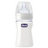 Chicco Láhev Well-Being 150 ml skleněná se silikonovým dudlíkem Bílá Chicco Láhev Well-Being 150 ml skleněná se silikonovým dudlíkem Bílá
