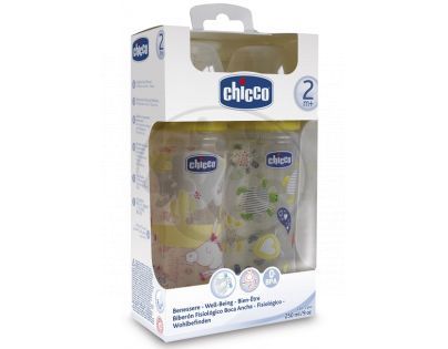 CHICCO 70711 Láhev polypropylen SET 2ks 250ml + sil. dudlík 2m+