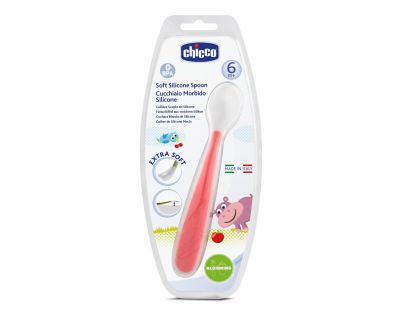 Chicco Lžička silikonová soft červená