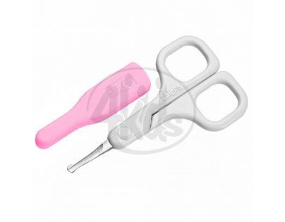CHICCO 65260.32 Nůžky s kulatou špičkou bílé + růžový kryt