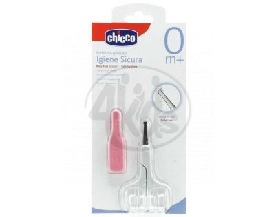 CHICCO 65260.32 Nůžky s kulatou špičkou bílé + růžový kryt