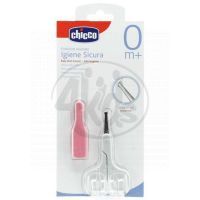 CHICCO 65260.32 Nůžky s kulatou špičkou bílé + růžový kryt 2
