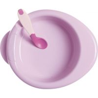 Chicco Set jídelní - talíř, lžička, sklenka - růžový 4