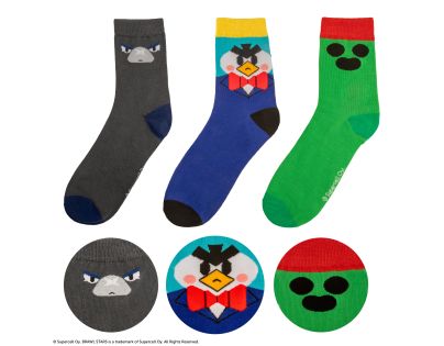 Cinereplicas Brawl Stars set ponožek (Spike, Crow & Mr. P)