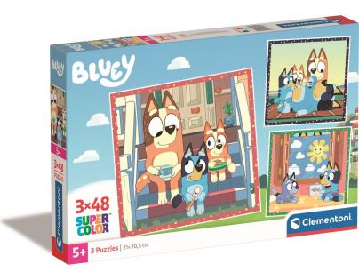 Clementoni Čtvercové puzzle 3 x 48 dílků Bluey