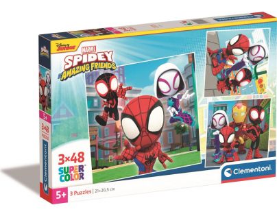 Clementoni Čtvercové puzzle 3 x 48 dílků Spidey a jeho úžasní přátelé