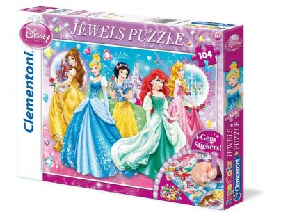 Clementoni Disney Princess Supercolor Jewels Princezny Puzzle 104 dílků