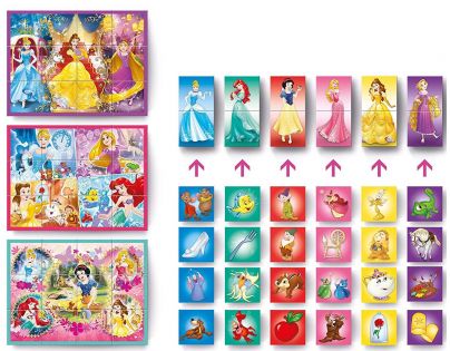 Clementoni Kostky Multi Play 12 kostek Princezny