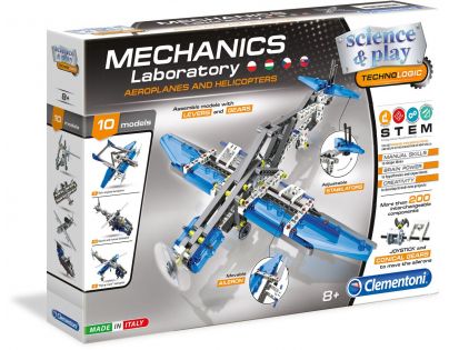 Clementoni Mechanická laboratoř Letadla a vrtulníky 10 modelů 200 dílků