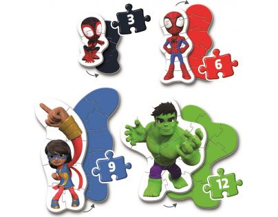 Clementoni Moje první puzzle 3, 6, 9 a 12 dílků Spidey Marvel