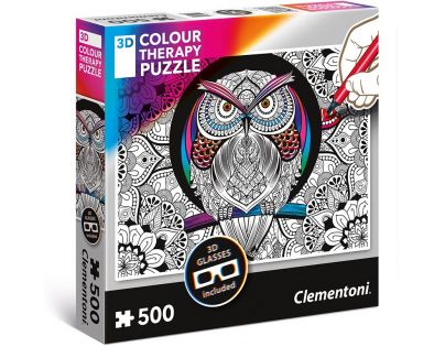 Clementoni Puzzle 3D Colour therapy 500 dílků Sova