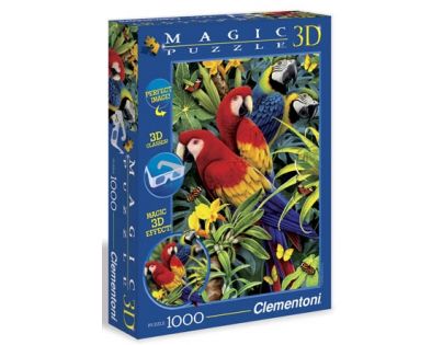 Clementoni 39188 - Puzzle Magic 3D 1000, Papoušci