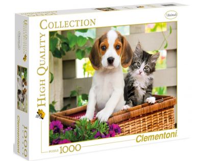 Clementoni 39270 - Puzzle 1000, Štěně s koťátkem