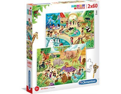 Clementoni Puzzle Supercolor ZOO 2 x 60 dílků