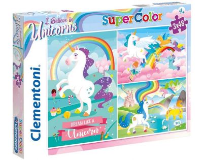 Clementoni Puzzle Supercolor 3 x 48 dílků Jednorožec