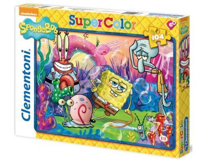 Clementoni 27898 - Puzzle Supercolor 104, Sponge Bob