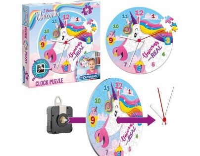Clementoni Puzzle hodiny Jednorožec 96 dílků