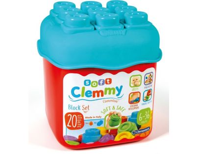 Clementoni Stavebnice Clemmy Baby Kostky v kyblíku modré víko 20 dílků