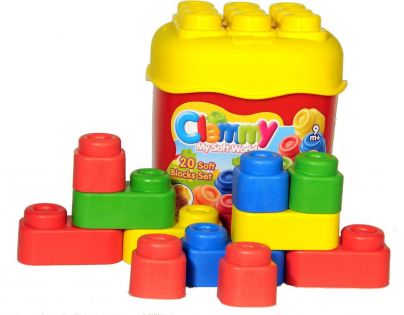 Clementoni Stavebnice Clemmy Baby Kostky v kyblíku žluté víko 20 dílků