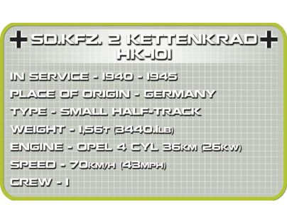 Cobi 2401 Malá armáda II. světová válka Sd. Kfz. 2 Kettenkrad 176 dílků