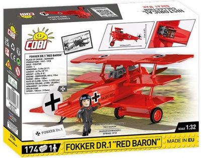 Cobi 2986 I. světová válka Fokker Dr. I Red Baron 178 dílků