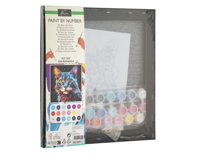 Craft Creative Malování podle čísel na černé plátno kočka
