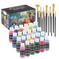 Craft Creative Sada malířských akrylových barev 24 ks +  12 štětců