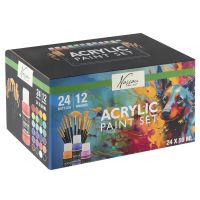 Craft Creative Sada malířských akrylových barev 24 ks +  12 štětců 3