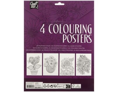 Craft Creative Vymalovánky 4 obrázky a 10 pastelek A4 fialové balení