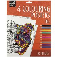 Craft Creative Vymalovánky 4 obrázky a 10 pastelek A4 oranžové balení