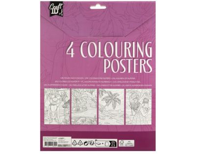 Craft Creative Vymalovánky 4 obrázky a 10 pastelek A4 růžové balení