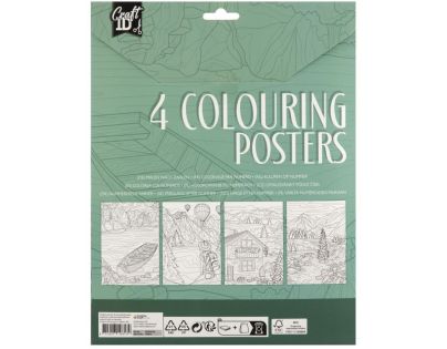 Craft Creative Vymalovánky 4 obrázky a 10 pastelek A4 zelené balení