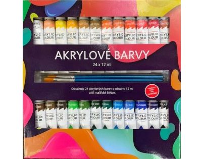 Creatoys Akrylové barvy 24 x 12 ml a 3 štětce