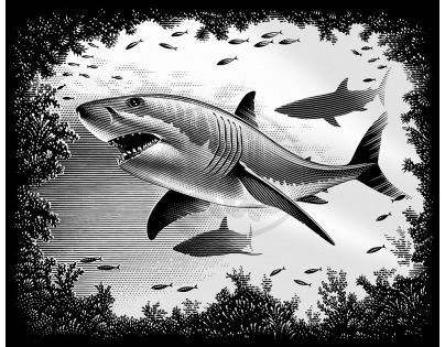 Creatoys Reeves Škrábací obrázek stříbrný 20 x 25 cm - Žralok