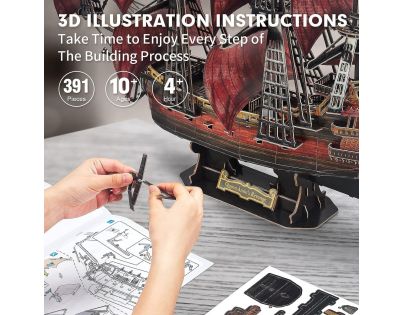 Cubicfun 3D Puzzle Plachetnice Queen Anne's Revenge 391 dílků - Poškozený obal