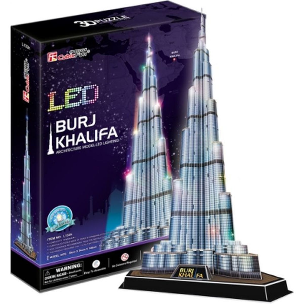 CubicFun 3D Puzzle Burj Khalifa LED 136 dílků