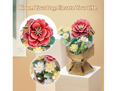 CubicFun Puzzle 3D Kytice z květů kamélií 109 dílků