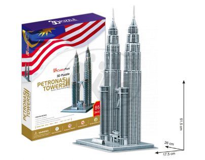 CubicFun 17C084 - Puzzle 3D Petronas Towers - 88 dílků