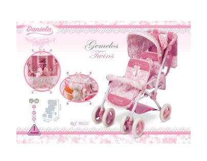 DeCueavas Skládací kočárek pro dvojčata panenky Daniela 2018-S - Poškozený obal