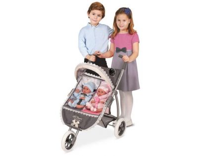 DeCueavas Skládací kočárek tříkolový pro dvojčata panenky Reborn 2018