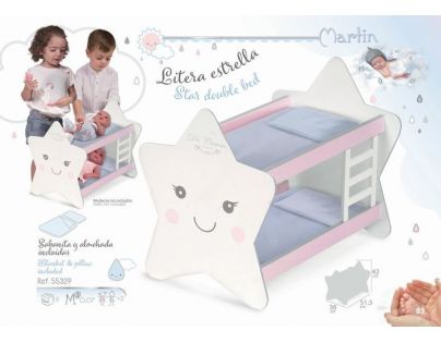 DeCuevas Dřevěná palanda pro panenky s doplňky Martin 2019