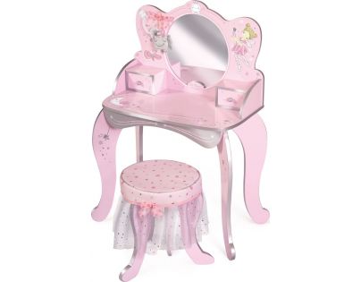 DeCuevas Dřevěný toaletní stolek se zrcadlem a dřevěnou židličkou Magic Maria