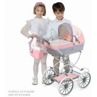 DeCuevas Skládací kočárek pro panenky s taškou Funny růžový 81 cm 3