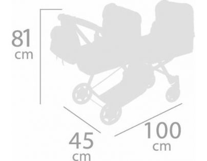 DeCuevas Skládací kočárek pro dvojčata panenky 3 v 1 s batůžkem SKY 2020 - 81 cm