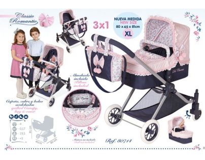 DeCuevas Kočárek pro panenky 3v1 Classic Romantic 2017-V