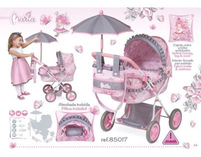 DeCuevas Kočárek pro panenky hluboký s deštníkem Maria 2017-M